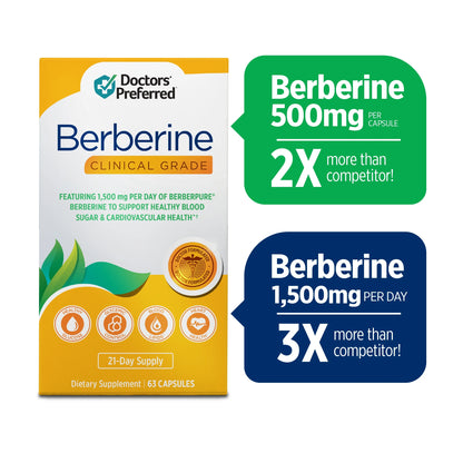 Berberine, Clinical Grade, for Blood Sugar Support, 63 Capsules