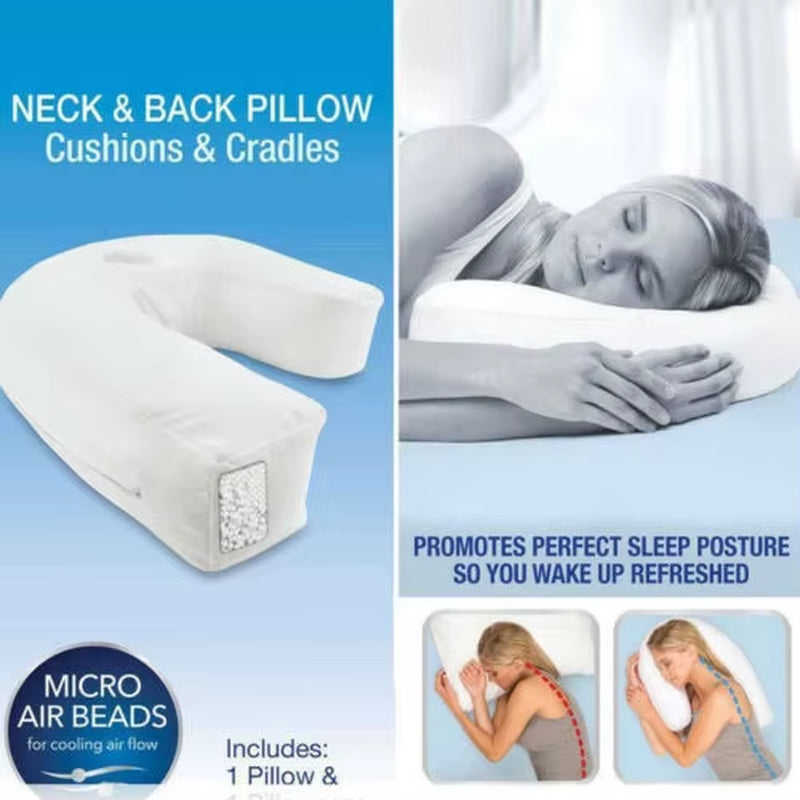 U Shaped Pillow Back & Neck Protective Support Cushion Non Allergenic Orthopedic Pillow with Ear Hole for Good Sleeping