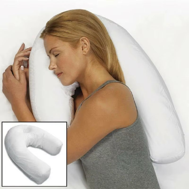 U Shaped Pillow Back & Neck Protective Support Cushion Non Allergenic Orthopedic Pillow with Ear Hole for Good Sleeping