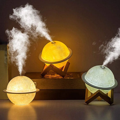 3D Moon Lamp Humidifier, 2 in 1 LED Night Light & Humidifier for Home with Stand, 200ML