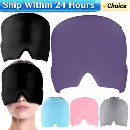 Gel Ice Headache Migraine Relief Hat Cold Compress Therapy Cap Ice Head Wrap Pack Eye Mask for Pressure Relieve Pain Ice Hat