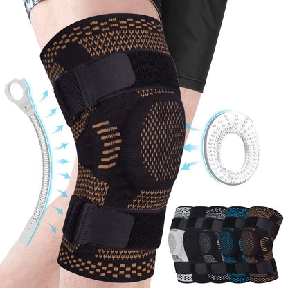 Knee Brace Support Compression Sleeve with Side Stabilizers and Patella Gel for Knee Pain Meniscus Tear ACL MCL Injury Recovery