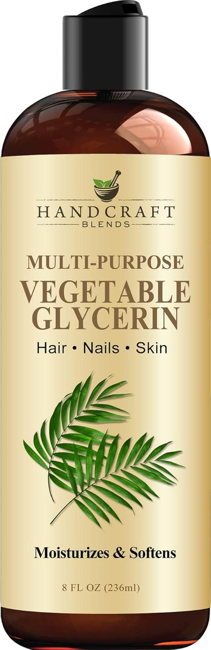 Vegetable Glycerin/Glycerine - 8 Fl Oz - 100% Pure and Natural - Premium Grade Hair and Body Oil - Massage Oil - for DIY Blends