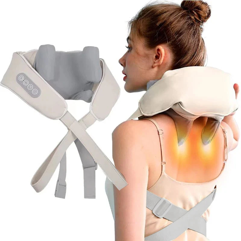 Neck Massager with Low Heat Back Shoulder Massager Area Coverage Bionic Kneading Wireless Massage