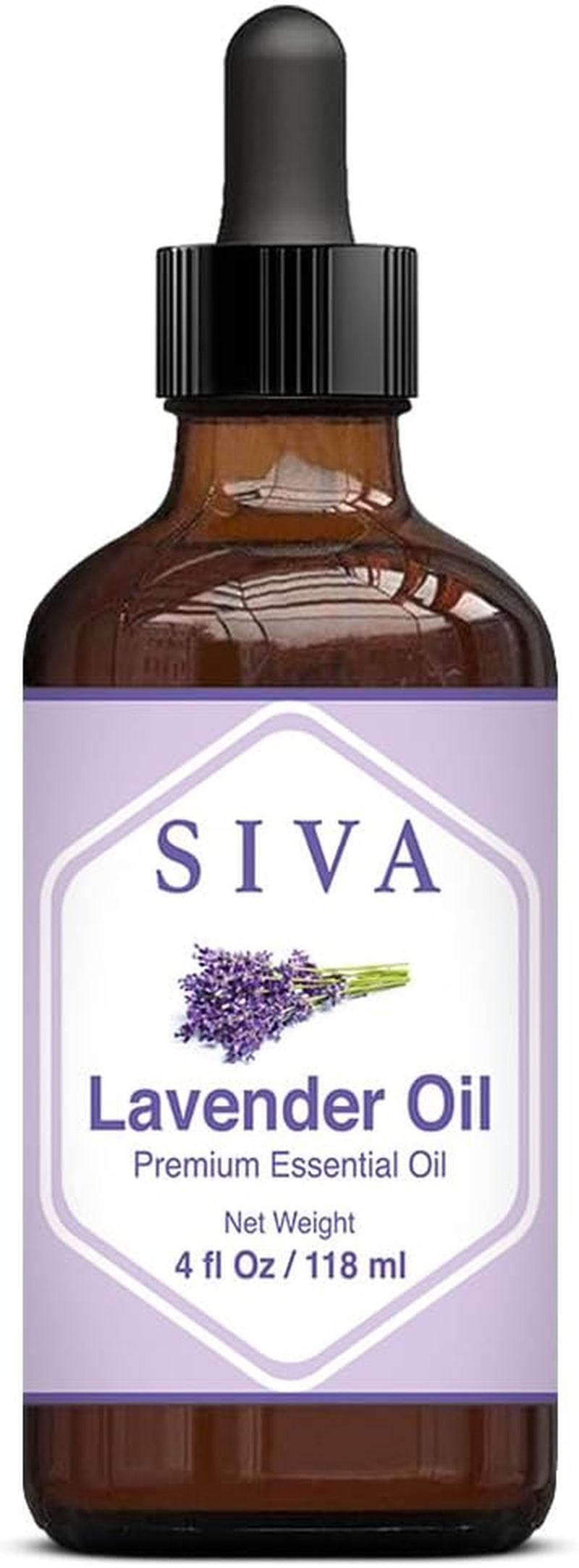 Siva Lavender Essential Oil 4 Fl Oz with Glass Dropper – 100% Pure, Natural, Undiluted & Therapeutic Grade, Amazing for Skin & Hair Care, Diffuser, Aromatherapy, Massage, DIY Soaps & Candles