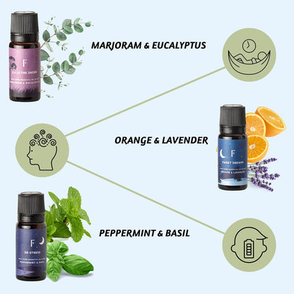 Sleep Essential Oils Set | Pure Essential Oils for Diffusers for Home, Set of 6 Essential Oil Blend or Oil Diffuser Essential Oils - Lavender, Rosemary & Peppermint