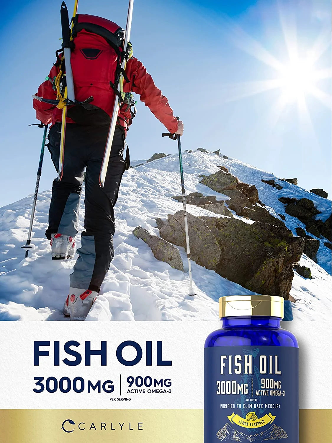 Fish Oil 3000Mg | 900Mg Omega 3 | 90 Softgels | Lemon Flavor | Non-Gmo and Gluten Free Supplement