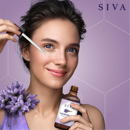 Siva Lavender Essential Oil 4 Fl Oz with Glass Dropper – 100% Pure, Natural, Undiluted & Therapeutic Grade, Amazing for Skin & Hair Care, Diffuser, Aromatherapy, Massage, DIY Soaps & Candles