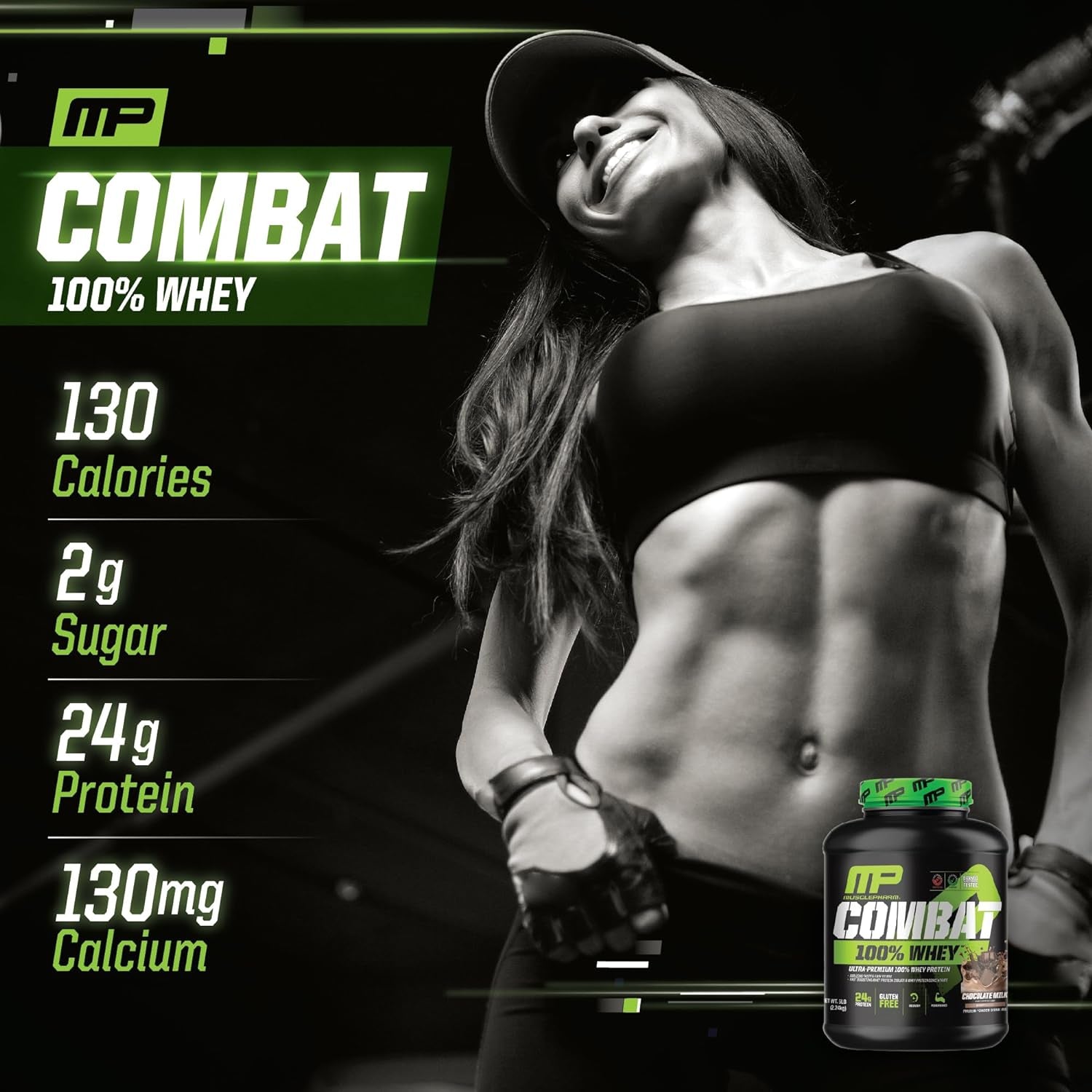 Combat 100% Whey Protein Powder, Chocolate Milk, Fast Recovery & Muscle Gain with Whey Protein Isolate, High Protein Powder for Women & Men, Gluten Free, 5 Lb, 70 Servings