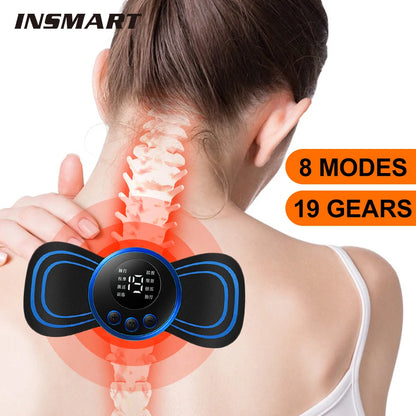 EMS Neck Massager Mini Cervical Back Muscle Pain Relief Patch Portable Leg Body Health Care Tool Massageador Stimulator Mat