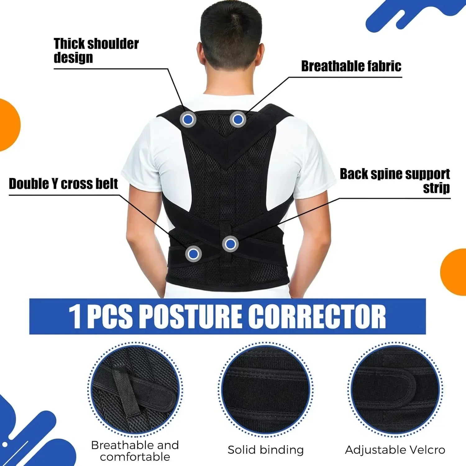 Alloy Rod Back Posture Corrector Orthotics Spine Side Bend Support the Shoulder Treatment Stent Orthodontic Belt Sports Safety