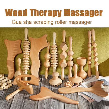 Wood Therapy Massage Tools for Body Shaping,Anti Cellulite Lymphatic Drainage,Professional Wooden Massage for Waist Sculpting