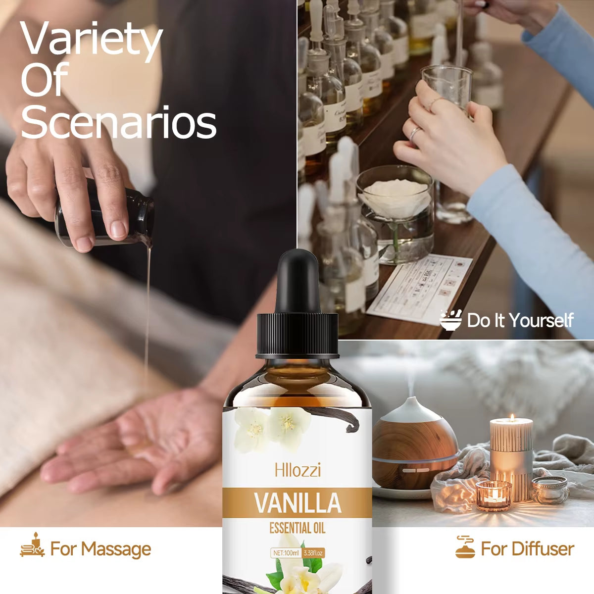 Vanilla Essential Oil for Face, SPU, Aromatherapy Diffuser, DIY Soap, Suitable for All Skin Types, Long-Lasting Fragrance