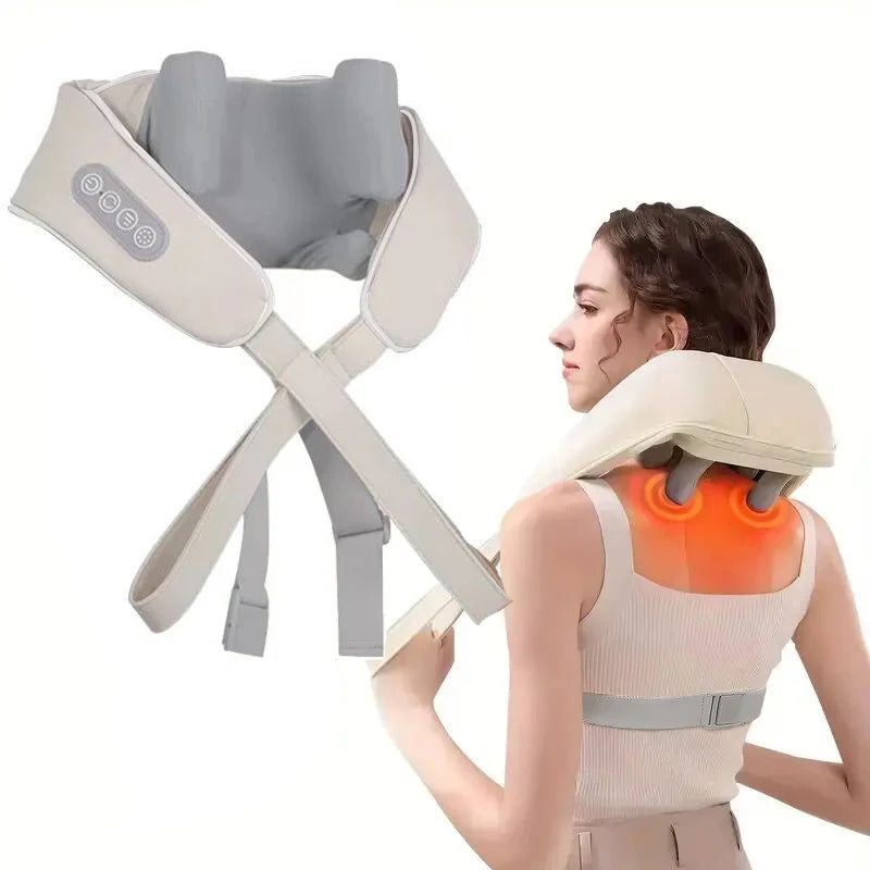 Neck Massager with Low Heat Back Shoulder Massager Area Coverage Bionic Kneading Wireless Massage