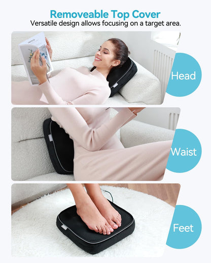 Foot and Back Massager Machine with Heat, Shiatsu Foot Massager with Deep Kneading and Adjustable Heating Levels, 15/20/30 Mins Auto Shut-Off Foot Warmer, Heating Pad for Home or Office Use.