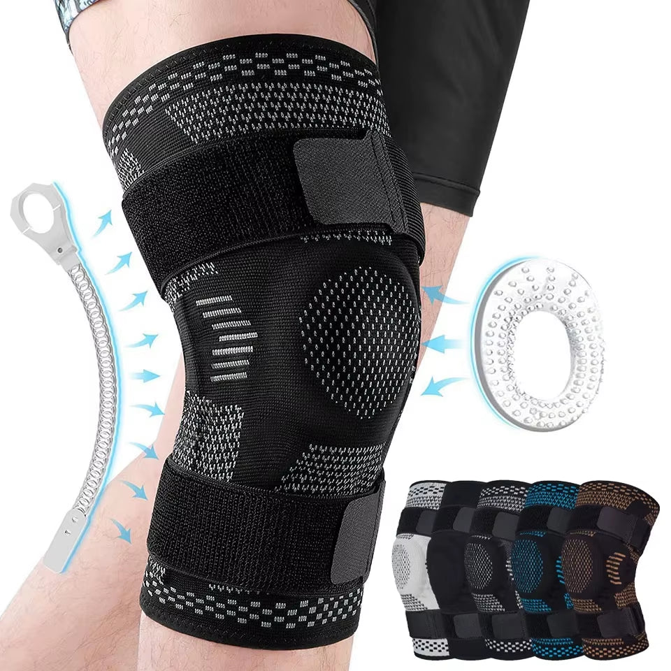 Knee Brace Support Compression Sleeve with Side Stabilizers and Patella Gel for Knee Pain Meniscus Tear ACL MCL Injury Recovery